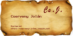Cserveny Jolán névjegykártya