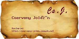 Cserveny Jolán névjegykártya